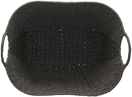 Household Essentials Handwoven Paper Rope Storage Basket with Metal Frame and Handles, Gray - Image 5