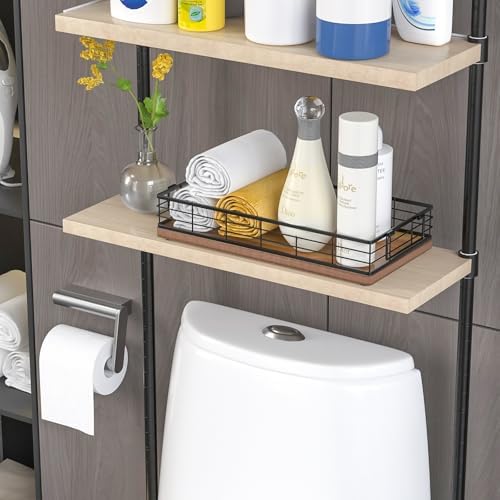 Toilet Paper Basket 2 Pack, 13 Inch Toilet Tank Basket with Handles, Acacia - Image 3