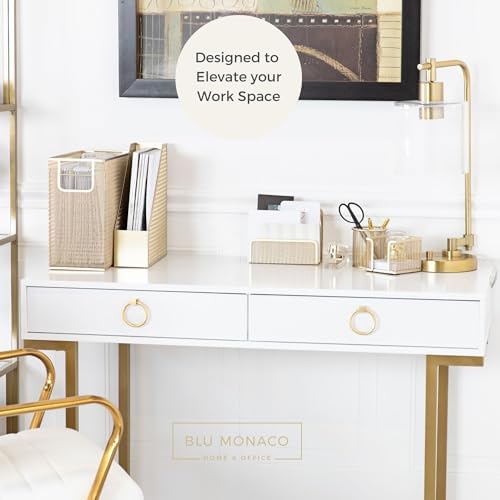 BLU MONACO | Gold Desk File Folder Organizer Set | Desktop Hanging File Organizer with Letter Size Holder | Hanging File Folders Organizer Office Accessories - Image 4