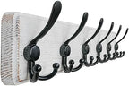 Dseap Coat Rack Wall Mounted - 24" Long 6 Tri Hooks, Heavy Duty Wooden Wall Coat Hanger Coat Hook for Clothes Hat Jacket Clothing, White and Black by Dseap