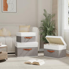 Storage Bins with Lids,White/Grey Baskets,5Pack,13x9.1x7.9In - Image 3