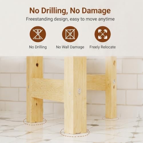 3-Tier wood over the Toilet Storage Cabinet , Simple Bathroom Storage Shelf - Image 4