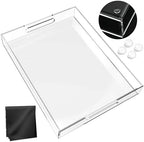 Acrylic Tray 16x12 with Cut Handles - Spill Proof Decorative Tray is an Ideal Countertop Organizer for Living Rooms, Ottoman Coffee Tables, Offices, Kitchens & Serving Guests - Image 3