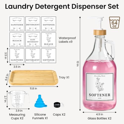 2 Pcs Glass Laundry Detergent Dispenser Bottle, 64 oz - Image 3