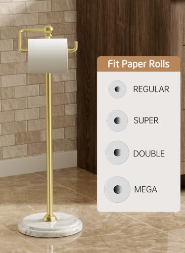 KES 26" H Anti-Wobble Toilet Paper Holder Stand with Weighted Base, 18/8 Stainless Steel Free Standing Toilet Paper Holder with Rust-Resistance Upgrade, Vintage Brushed Gold, BPH235-BZ - Image 6