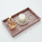 Real Natural Marble Tray 12x8 Inch, Genuine Pink Stone Vanity Organizer for Bathroom, Kitchen Counter & Dresser, Non-Slip Decorative Storage Tray for Perfume, Jewelry, Keys & Coffee Table by Unknown