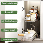 2 Tier Individual Pull Out Cabinet Organizer 7½" W x 21½" D, Heavy Duty Cabinet Pull Out Shelves, Slide Out Drawers Organization for Kitchen Cabinets Bathroom - Image 2