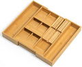 Becko US Bamboo Expandable Silverware Drawer Organizer With Knife Block by BeckoUS