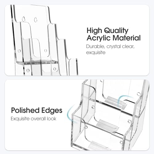 MaxGear 3 Tier Brochure Holder, 4 Inch Wide Acrylic Display, 4 Pack - Image 3
