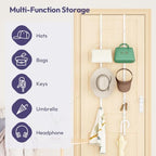 SWTYMIKI Over the Door Purse Organizer - 2 Packs Wall Mounted Purse Rack with 8 Hooks Design, Hanging Handbag Organizer Storage Holds up to 16 Bags, Bag Rack for Closet, Door (White) - Image 4