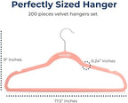 SereneLife Velvet Hangers – 200 Pack, Slim & Space Saving for Closets - Image 2