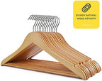 Wooden Hangers - 60 Pack - Clothes Hanger for Daily Used,Heavy Duty Wood Hangers with Precisely Cut Notches,Coat Hanger for Closet, Clothes Hangers for Shirt Suit Dress (Natural) - Image 6