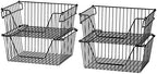 Slideep Wire Storage Baskets for Organizing, 4 Pack 14'' Stacking Metal Wire Freezer Organizer Bins with Handles, Large Pantry Baskets for Kitchen Cabinets, Bathroom, Laundry, Garage, Black by WelcometotheSlideep