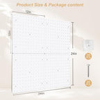 FZK Plastic Pegboard Wall Organizer Kit, 12x12, 4 Pack, White - Image 2