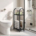 CHOEZON Freestanding Toilet Paper Holder with Storage Shelf and Basket - Image 3