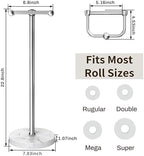 RARXTR Toilet Paper Holder Stand, Bathroom Free Standing Toilet Paper Stand with Modern Marble Base, Post Pivoting Toilet Paper Stand with Stainless Steel Tissue Rack, Rust-Proof & Heavy Base(Chrome) - Image 6