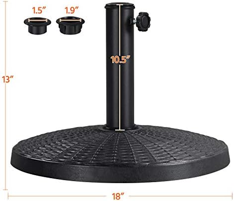 Yaheetech 22 lbs Heavy Duty Outdoor Umbrella Base 18" Round Patio Umbrella Stand Market Umbrella Base for Garden & Lawn, Black - Image 3