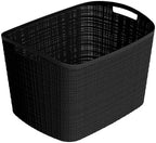 Curver Set of 2 XL 30.5L Jute Decorative Plastic Organization and Storage Baskets - Perfect Bins for Home Office, Closet Shelves, Kitchen Pantry and All Bedroom Essentials, Black by Unknown