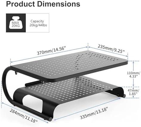 suptek Double-Deck Desk Monitor Stand Riser for Computer,Laptop,Printer, Notebook and All Flat Screen Display with Vented Metal Platform and 4 Inches Height Underneath Storage (MST002) - Image 5