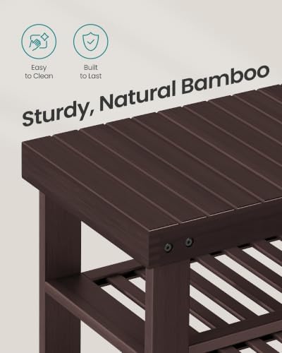 SONGMICS Bamboo Shoe Bench with Seat, 11.3 x 27.6 x 20.5 Inches - Image 6