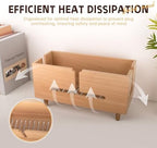Natural Beechwood Large Cable Management Box for Power Strip & Cord Hider - Image 3