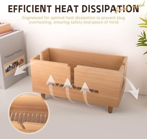 Natural Beechwood Large Cable Management Box for Power Strip & Cord Hider - Image 3