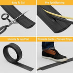 D-Line 30ft Floor Cord Cover, Floor Cable Protector, Extension Cord Cover, Protect Wires & Prevent Cable Trips, Cable Management Solution - Cord Cavity = 0.63" (W) x 0.31" (H) - Black - Image 2