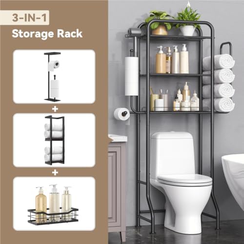 3-in-1 Over the Toilet Storage Rack, 3-Tier Toilet Organizer Shelf - Image 3