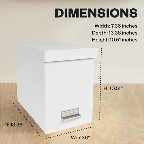 Bigso John Fiberboard Label Frame Desktop File Storage Box - Document Organizer for Important Paperwork - Durable Hanging File Box with Lid & Metal Label Window - 7.36 x 13.38 x 10.51 in - White - 2pk - Image 6