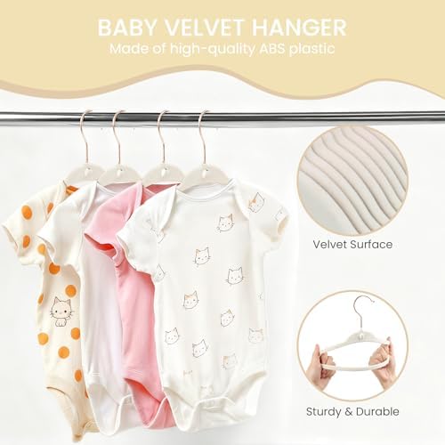 Baby Hangers, Velvet Newborn Hangers, 11 Inch, 50 Pack, Beige - Image 4