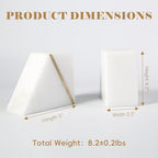 Natural Marble Bookends for Shelves, Decorative Book Ends for Heavy Books, Heavy Duty Mid Century Modern White and Gold Stone Book Holders with Brass Inlay, Unique Bookshelf Stopper Decor, Set of 2 - Image 3