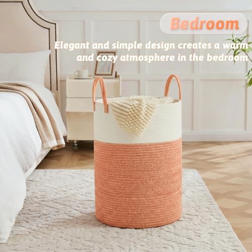 Laundry Basket,Woven Cotton Rope Laundry Hamper,100L for Decor Storage of Dirty Clothes,Toys and Blankets in Bathroom,Baby Room and Living Room - Image 6