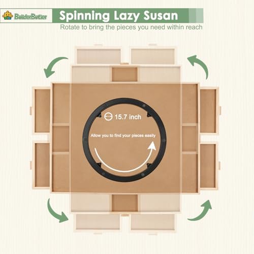 BuilderButler 2000 Pieces Rotating Puzzle Board with 6 Drawers,40.16"x28.5" Portable Wooden Jigsaw Puzzle Table with Lazy Susan Spinning Cover for Adults - Image 5