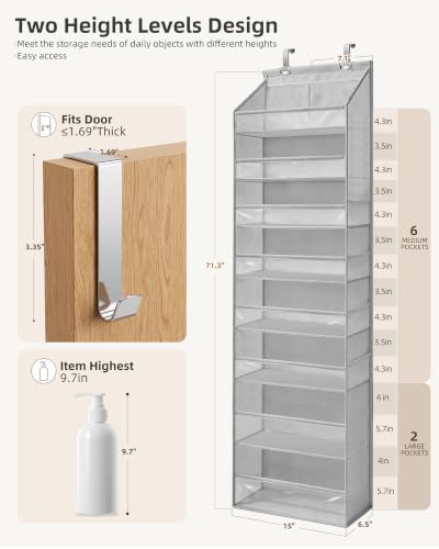 STORAGE MANIAC Over Door Organizer Hanging Shelves Large Clear Deep Pockets - Image 3