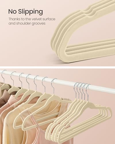 SONGMICS Velvet Hangers 100 Pack, Non-Slip, Heavy-Duty, Space-Saving - Image 3