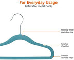 Amazon Basics Kids Velvet, Non-Slip Clothes Hangers for Infant and Toddler, 11.6 inches (for Baby Clothes), 50 Count, Blue (Pack of 4) - Image 3
