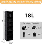 2 Packs Hanging Closet Organizer, 6-Shelf Closet Organizers and Storage with Side Pockets, Collapsible Hanging Shelves for Closet & RV & College Dorm,Black - Image 2