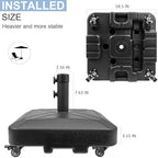 Patio Umbrella Base Heavy Duty with Wheels Square Market Stand for Outdoor 4 Locks 2 Knobs 125lb Capacity, Black - Image 6