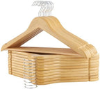 Wooden Hangers, 20 Pack Wood Hangers with Extra Smooth Finish, Precisely Cut Notches and Chrome Swivel Hook, Wooden Clothes Hangers for Shirt Suit Jacket Dress by ELONGHOME