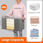 VZZNN 10 Pack Clothes Storage Bags 90L Foldable Storage Bins with Lids - Image 2