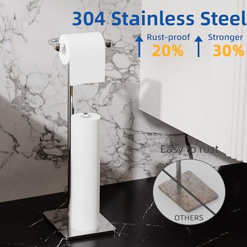 RUACQ Bathroom Toilet Paper Holder Stand with Storage, Chrome - Image 5