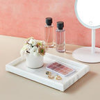 Juvale Large Marble Vanity Tray - Jewelry & Cosmetic Organizer with Drawer Organizer - Bathroom Display with Soap Tray - Home Accent Piece with Marble Decor - 11.7 x 7.7 x 1.1 in White - Image 5