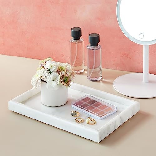 Juvale Large Marble Vanity Tray - Jewelry & Cosmetic Organizer with Drawer Organizer - Bathroom Display with Soap Tray - Home Accent Piece with Marble Decor - 11.7 x 7.7 x 1.1 in White (Pack of 6) - Image 5