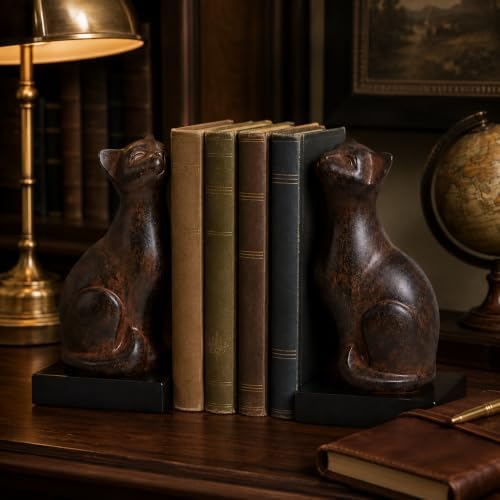 Comfy Hour 6.8 Inch Cat Bookends for Shelves, Cat Statue, Set of 2 - Image 4