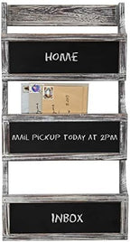 MyGift Wall Mounted Torched Solid Wood Magazine and Mail Holder Organizer Rack with 3 Slots and Chalkboard Labels - Image 6