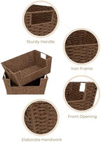 StorageWorks Pantry Baskets for Shelves, Wicker Baskets, Brown Paper Rope - Image 4
