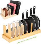 Expandable Bamboo Pot and Pan Organizer Under Cabinet, Holding Rack by Unknown