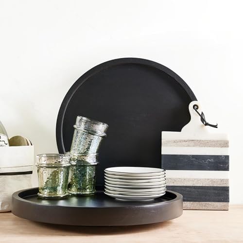 Santa Barbara Design Studio Mango Wood Lazy Susan for Table Top Turntable Charcuterie Board Serving Tray, 15.75" D x 2" H, Black - Image 4