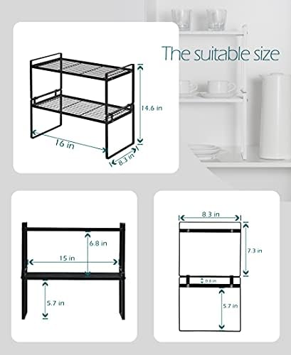 Shantton Cabinet Shelf Organizer, Pantry Shelf Rack, Black 16x8.3x7.3 - Image 3