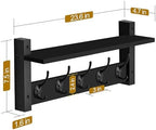 Sorbus Coat Rack Wall Mount with Shelf (Black, 24 Inch) - Image 3